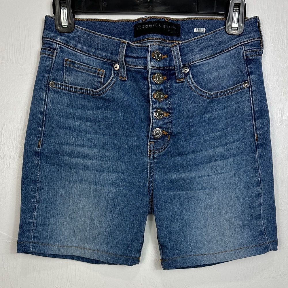 Veronica Beard Button-Fly Mid Rise Denim Shorts Size 27/4